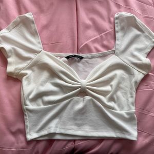 White crop top with bow * barely worn*